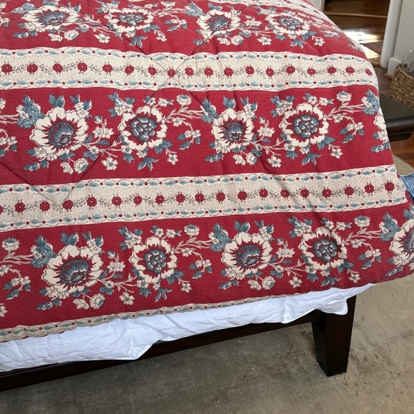 Ralph Lauren Cassie French Country Stripe King Size Comforter Red Blue - Picture 4 of 8